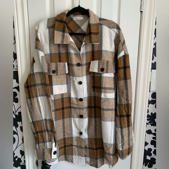 Plaid Button-Up Shirt, fall flannel, plus size - Picture 1 of 5